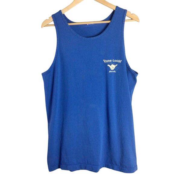 Hang Loose Hawaii Tank Top Blue Large - Picture 3 of 4